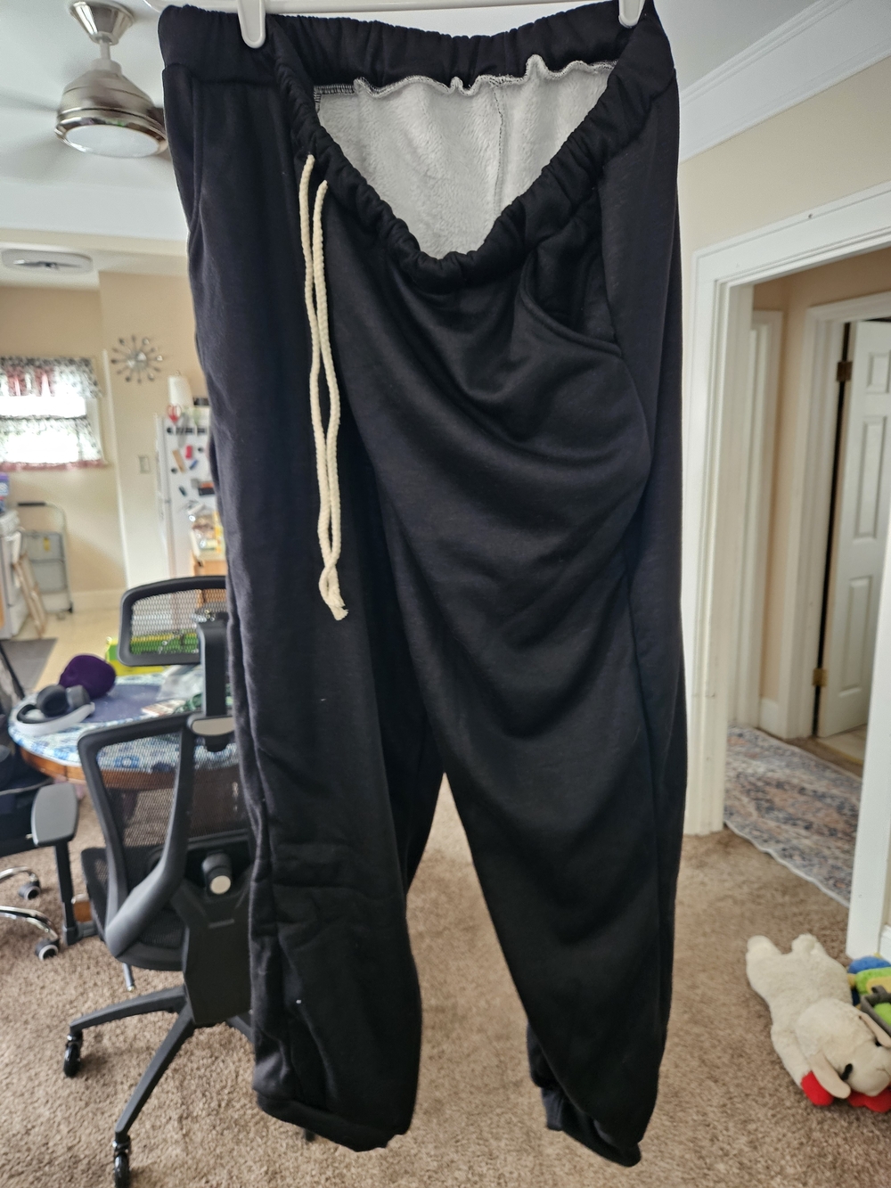 Black fleece-lined wide-leg sweatpants 3XL